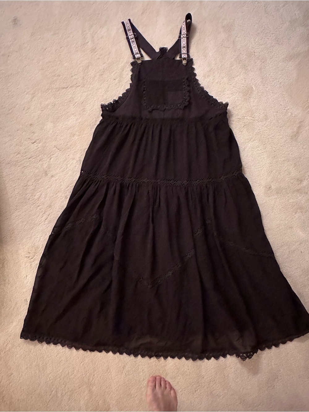 Womens Lace-Trim Brown Flowing Maxi Dress - Picture 6 of 6